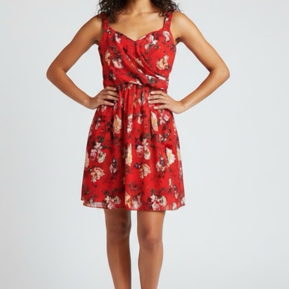 The Kooples Red Floral Bodice Mini Dress Small
